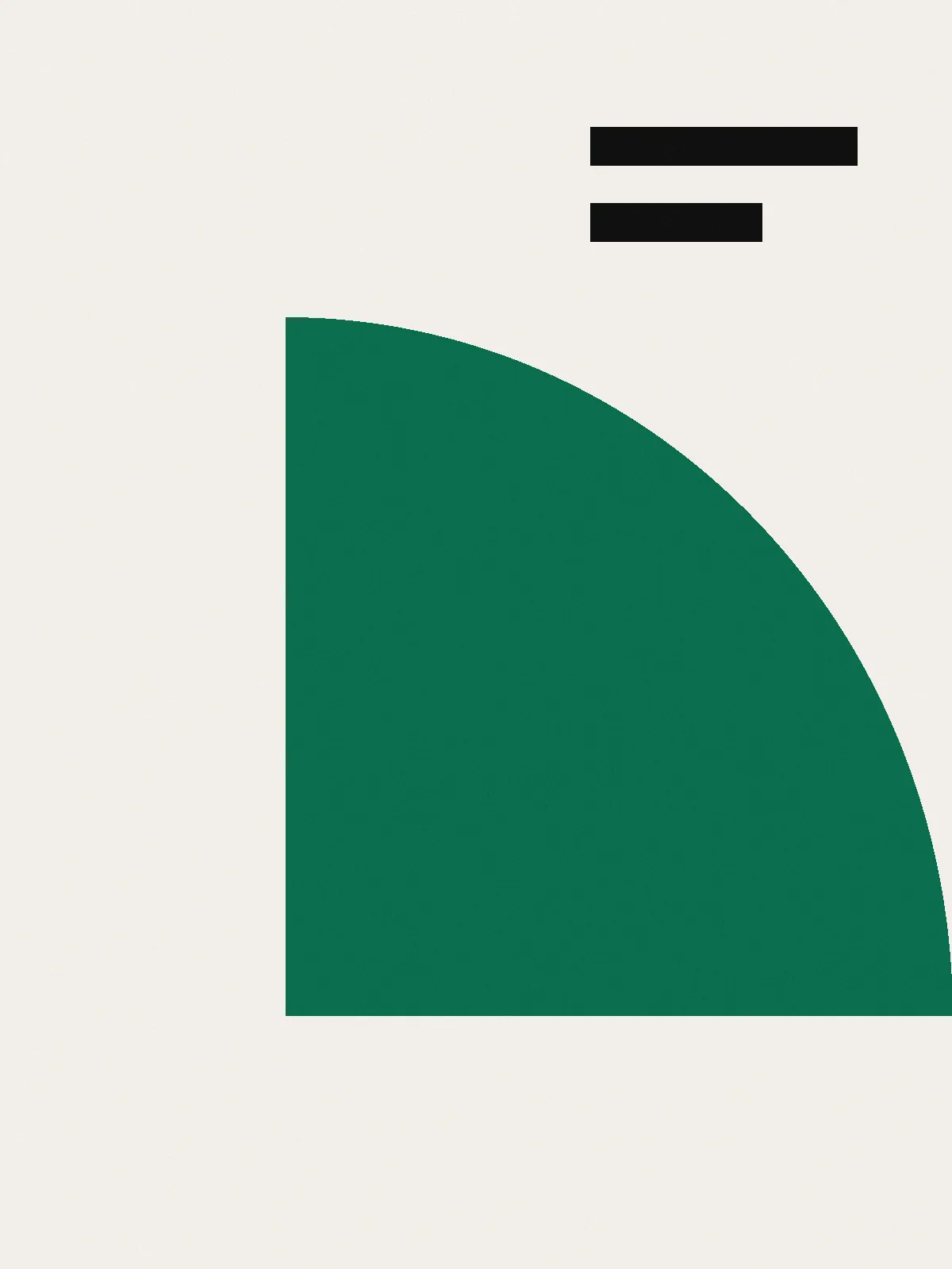 Green quarter circle on cream
