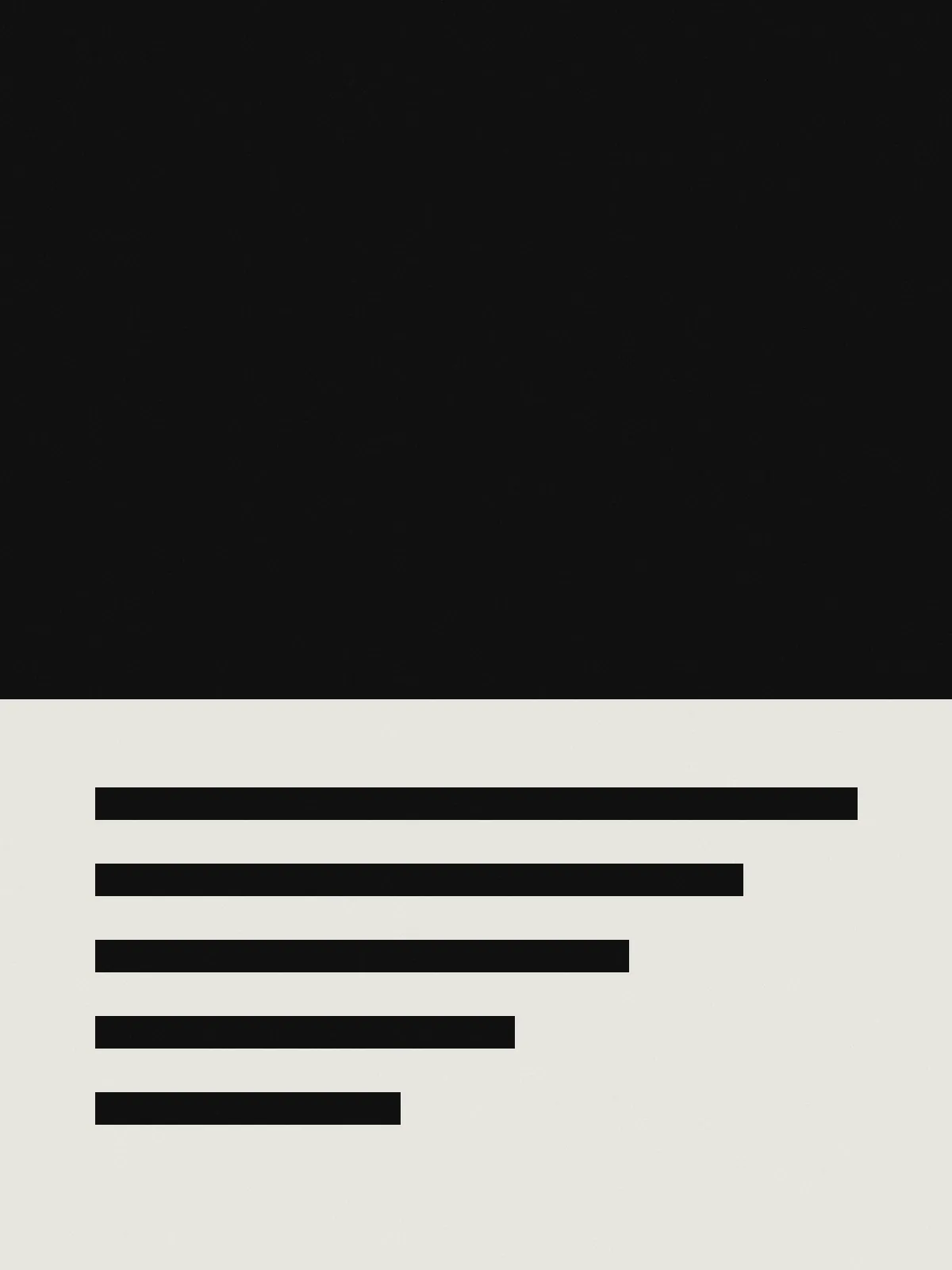 Black block over stacked text bars