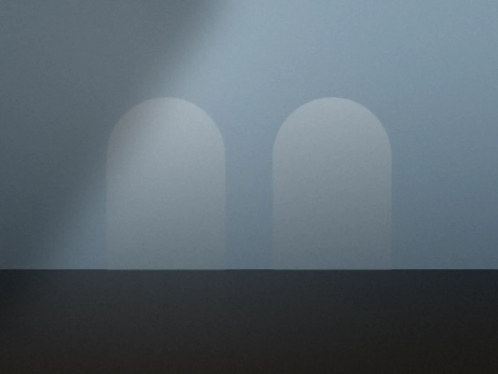 Two arches in cold blue light